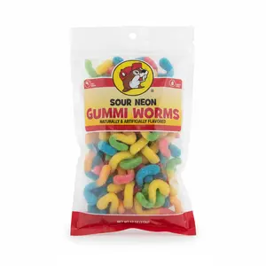 Buc-ee's Sour Neon Gummi Worms - Tangy Chewy Fruity Flavor Candy with Citrus & Berry Blend Resealable Packaging for Parties & On-the-Go Snacking - Sweet, Sour Variety Gummy, Bonbon