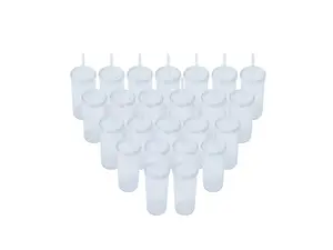 24-Pack 20oz Plastic Tumbler with Screw Top Lid and Straw, Clear