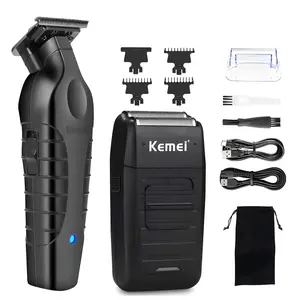 Kemei Men's Cordless Hair Clipper & Shaver Set, Long-Lasting Rechargeable Electric Trimmer for Home & Salon Use, Perfect Christmas Gift
