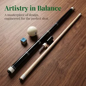 Laien Professional Handmade Pool Cue Stick, 2-Piece Design for Easy Carry, North American Hard Maple Front Section, Decorative Back Handle, Pool Chalk