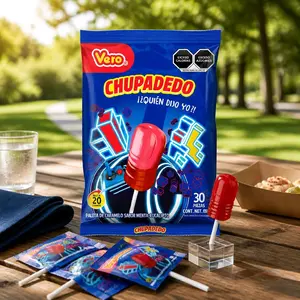 Vero Chupadedo 30 -Piece Candy Lollipop Paleta de Caramelo Sabor Menta Fucsiaedo 30 Pieces  Snack