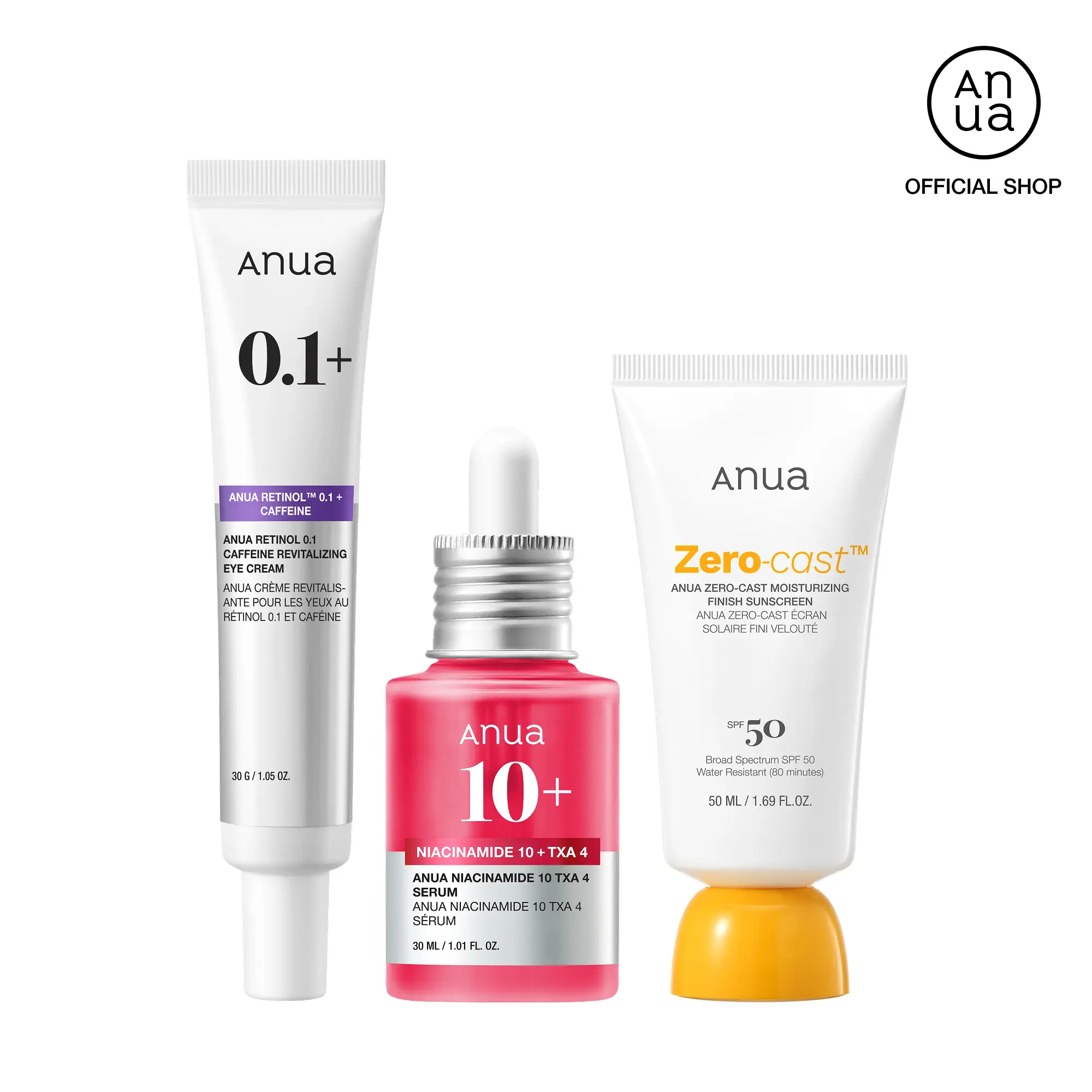 [Anua Official Shop] The Rejuvenation Trio (Retinol Eye Cream + TXA Serum + SPF) | korean sunscreen, spf 50, no white cast, dark spot, age-defying, anti-aging, rejuvenate, wrinkle care