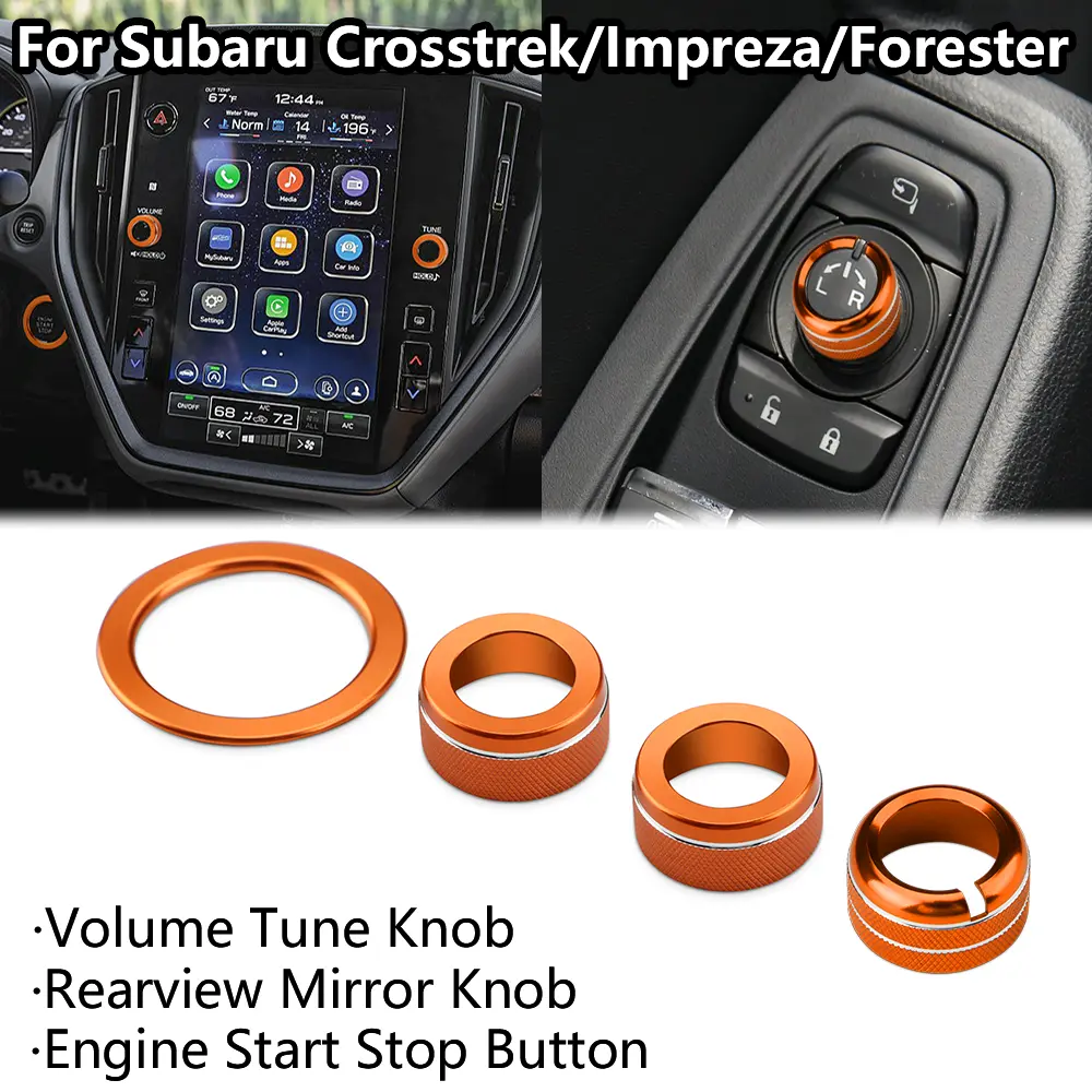Car Volume Rearview Mirrors Switch Knob Decorative Cover For Subaru Crosstrek Impreza Engine Push Button Outer Ring For Forester