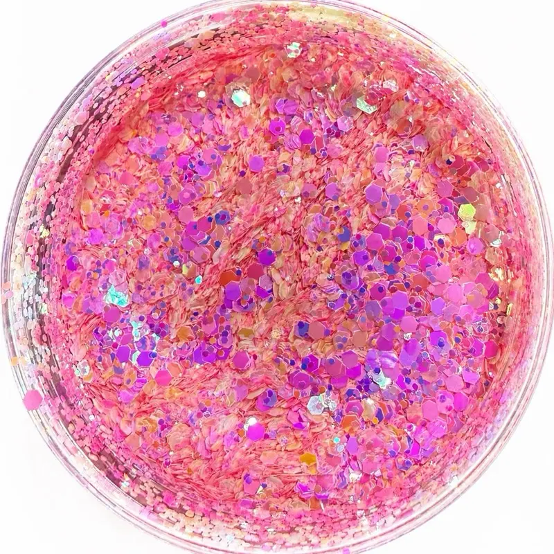 Reese & Riley Co. Sundaze Premium Pink-White Color Shift Chunky Glitter Mix - Custom Resin Art Supply, Luxe Look, Little Goes a Long Way for Tumblers, Nail Art, DIY Crafts, Nail Arts