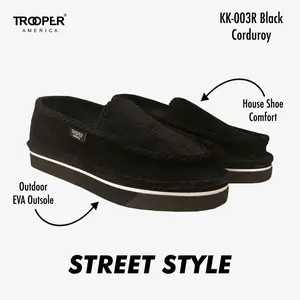 KK-003R Black Corduroy Street Style - SKATEBOARDING SLIP-ON SHOE