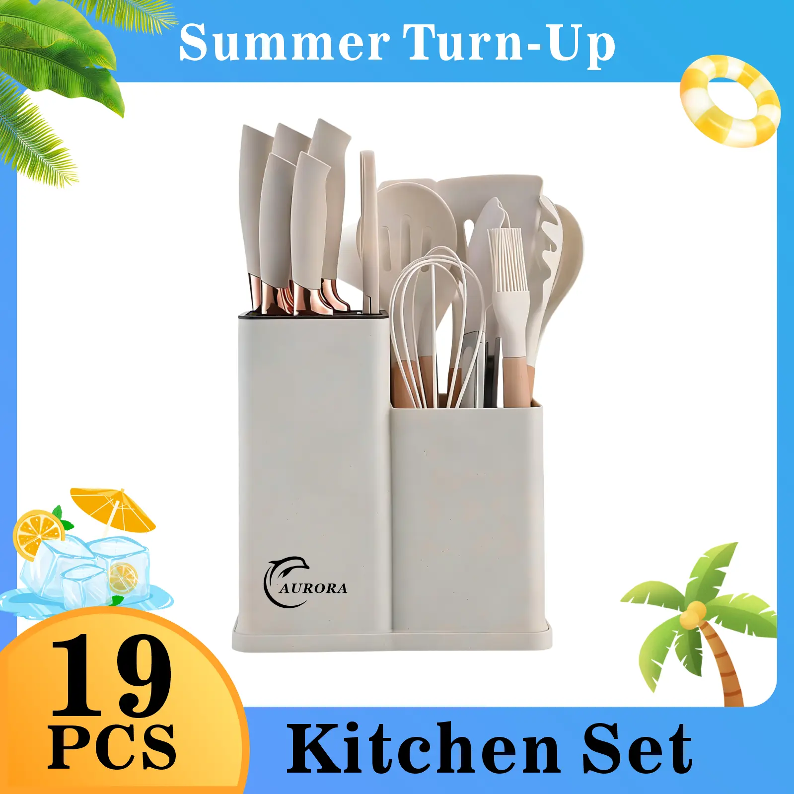 19-piece silicone and wood kitchen utensil set. Free from BPA, heat-resistant, does not damage pot coatings, suitable for nonstick pans. Ideal for home cooking enthusiasts, easy to clean and store.