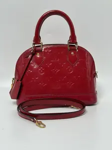 Pre-owned Louis Vuitton leather Shoulder Bags Monogram Vernis Alma BB Pomme dAmour Red Patent Crossbody Bag JC157LV