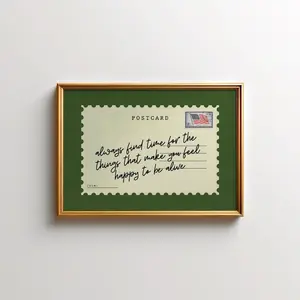 [UNFRAMED POSTER] Affirmation Postcard Print: Green Retro Quote, Happy Home Decor