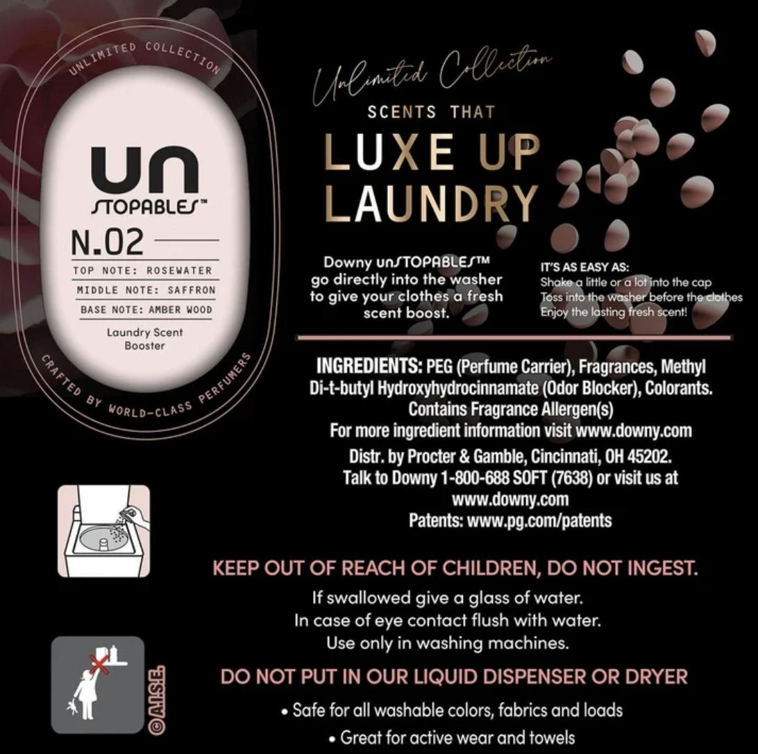 Un-stopable Laundry Unlimited Collection Scent Booster Beads No. 2 26.3 oz Fresh Rosewater Saffron Amber Wood Fragrance Un-stopable Laundry Unlimited Collection Scent Booster Beads No. 2 26.3 oz Fresh Rosewater Saffron Amber Wood Fragrance