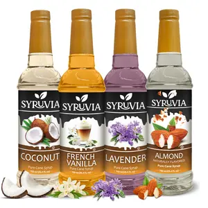 Syruvia Classic Coffee Syrup Collection – Coconut, French Vanilla, Lavender & Almond Syrup – Perfect for Coffee, Lattes, Milkshakes & More – 25.4 Fl oz (4 Pack)