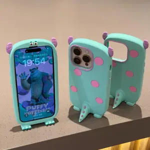 Cartoon three-dimensional silicone soft cute little monster tail for IP16/15/14/13 cute fun new personality all-inclusive phone case