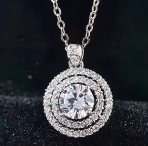 5CT WHITE lab Moissanite Pendant - 925 Sterling Silver - VVS1-D Certified