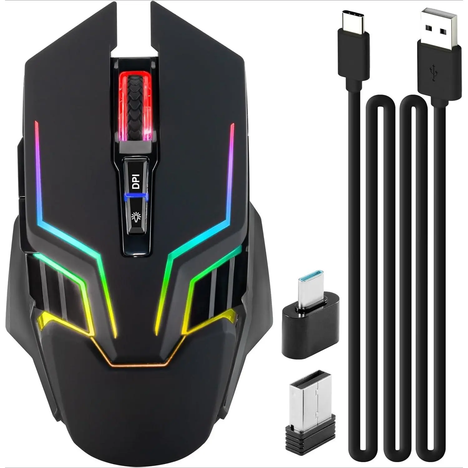 Wireless Gaming Mouse for PC, RGB Backlit, 12 Light Modes, 2.4G ...