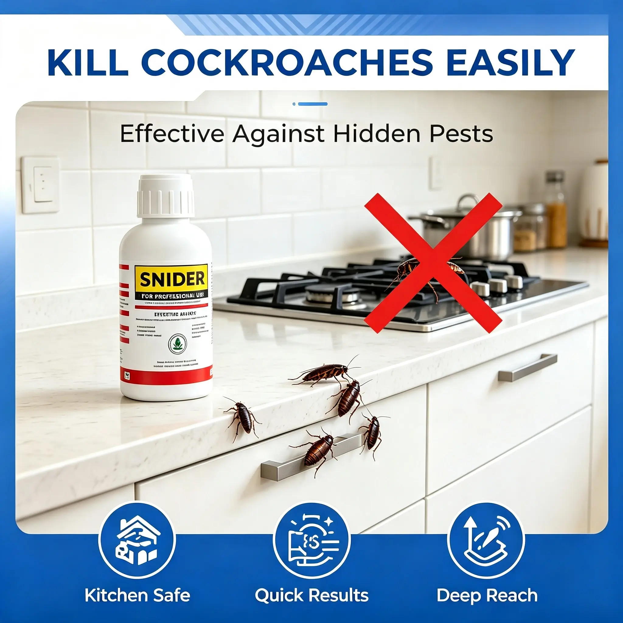 Cockroach Gel Bait -Quick-Action Bait forCockroach Controlin Home solution effectivePest Kit insect-repellent SniperSpray indoorinfestation Multi-Species Roach house kitchen garage warehouse Fast-Acting Indoor Outdoor Pest Spray