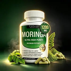 Organic Moringa Capsules 1200mg, Pure Raw Moringa Powder Supplement for Immunity & Gut Wellness, 90 Capsules