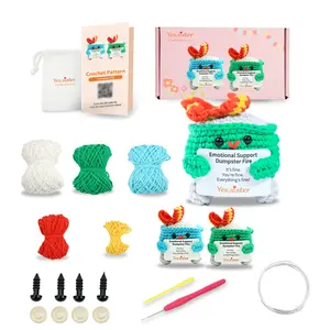 YES.SISTER! DIY Crochet Trash Can Cover Kit   Eco-Friendly & Stylish Design Cotton Yarn   Video Tutorial & Instructions   Handmade Home Décor with Emotive Card Dumster Fire