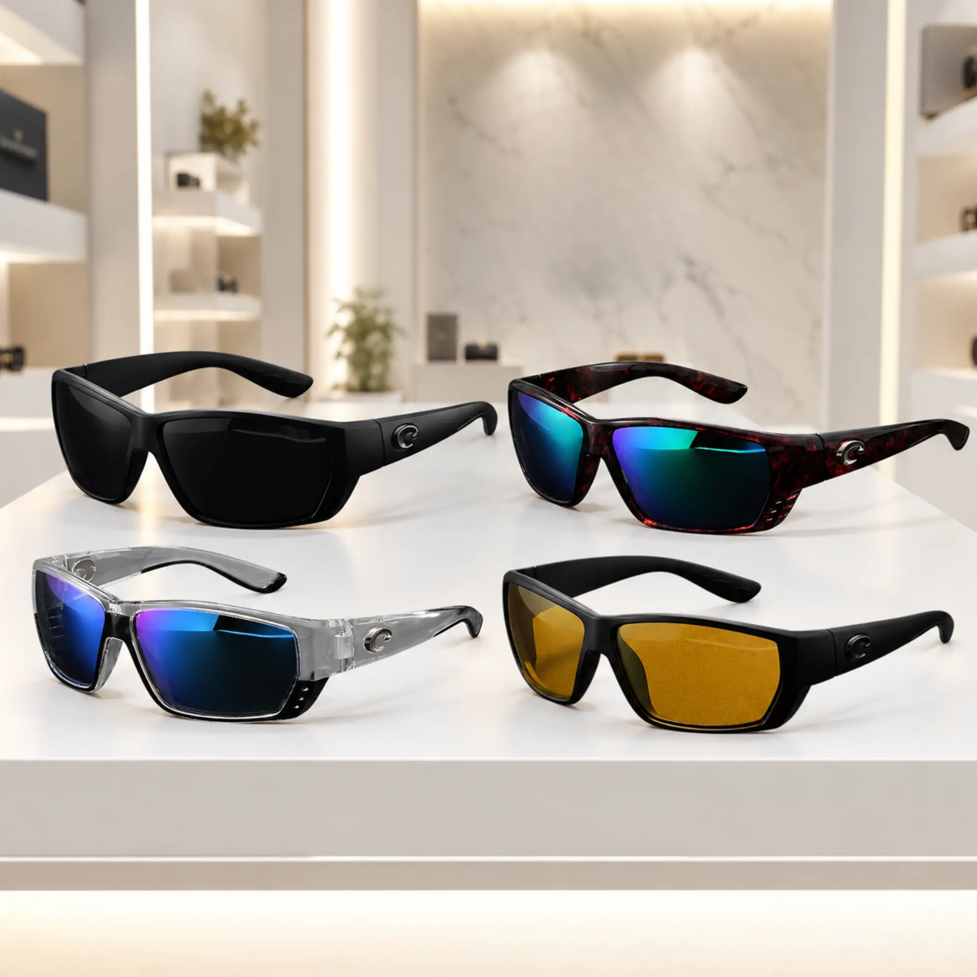 Costa Del Mar Tuna Alley Style Sunglasses Polarized 580P, Unisex Wrap, Glass Lens UV400 Protection Fishing Boating Sun Glasses size 59