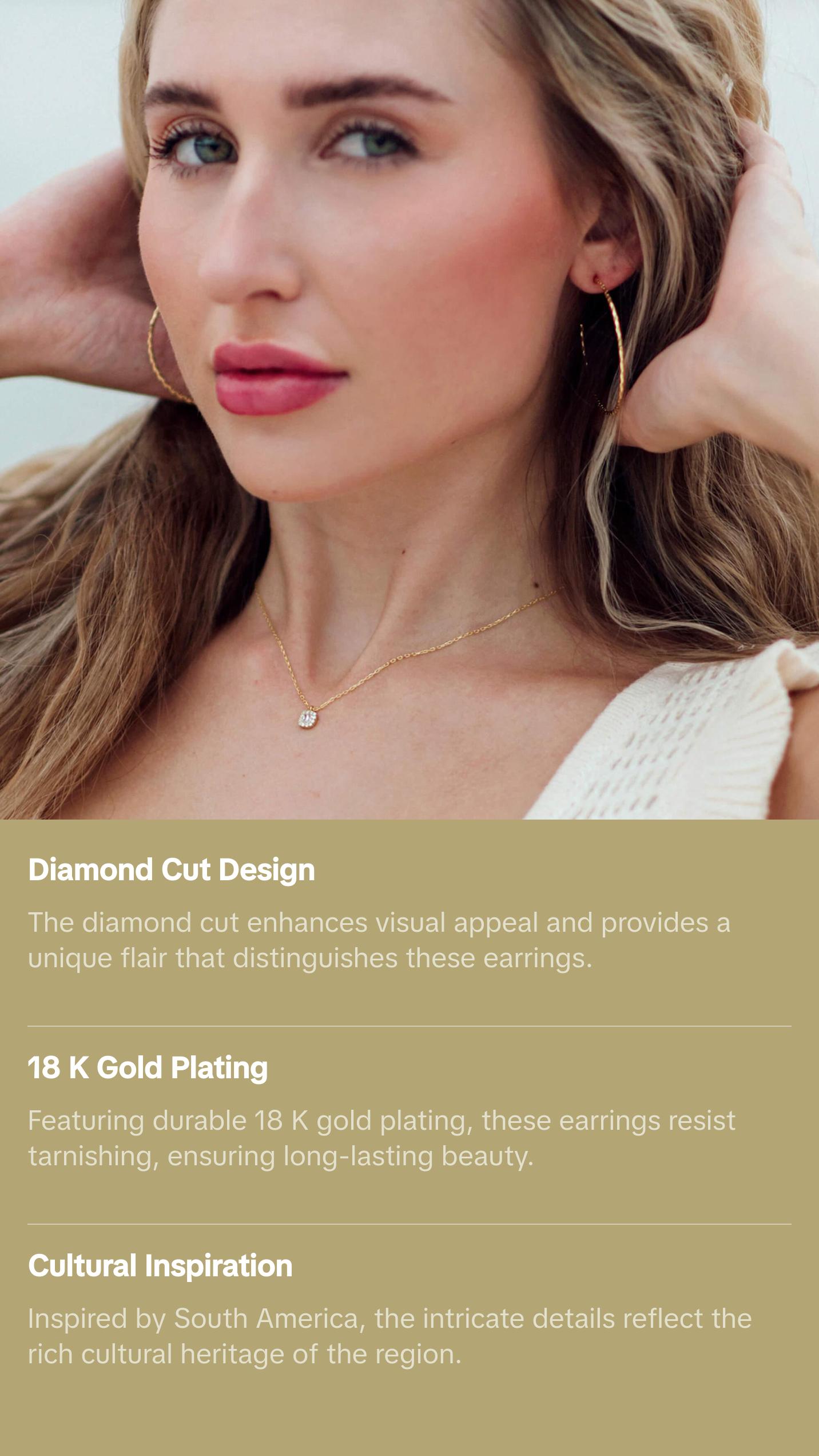 Samba Diamond cut Gold Plated Hoops 1.5 inches