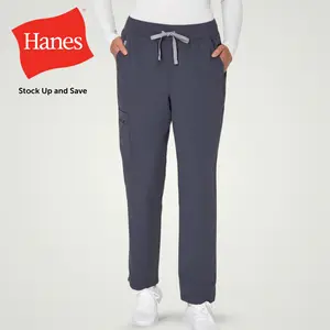 Hanes Comfort Fit Scrubs Women's Scrub Pants with Adjustable Pocket Elastic Waistband Athletic Fit Medical Bottoms HBP103