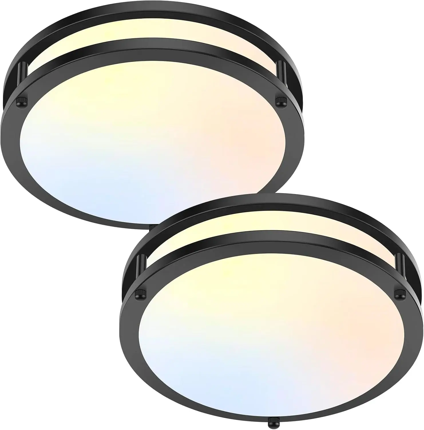Flush Mount Ceiling Light Black 30W 5CCT Dimmable 10 Inch 2-Pack| 4000LM 2700K/3000K/4000K/5000K/6500K Adjustable LED Ceiling Light Fixture for Hallway Bedroom Bathroom Kitchen Closet Offices