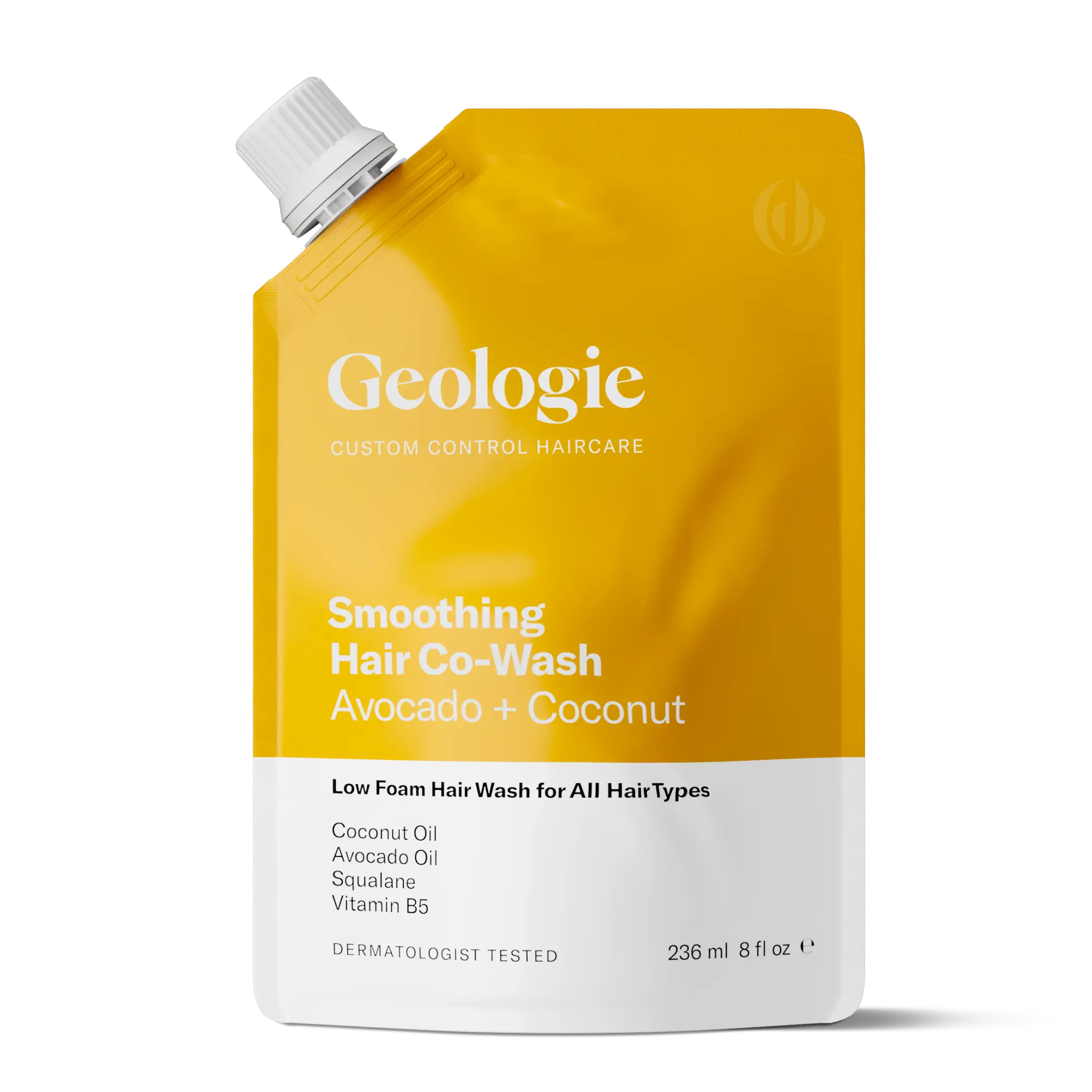 Geologie Hair Co-Wash | 4-in-1 Hair Cleanser, Conditioner, Mask & Serum | Eco-Friendly Pouch 84% Less Plastic