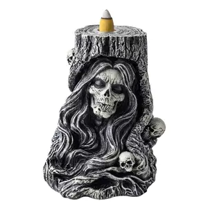 6 Inch Reaper Backflow Incense Burner with Skulls and Smoke Waterfall Effect