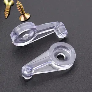 Clear Plastic Cabinet Door Glass Retainer Clips Kit, Offset 4mm, with Screws (Pack of 20)