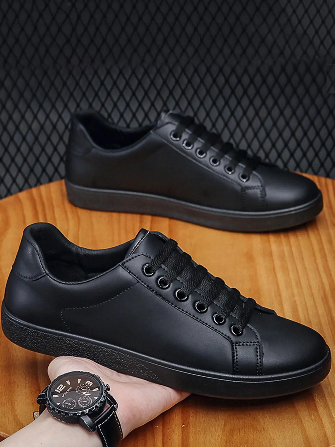 Men's Fashion Casual Low Top Sneakers, 1 Pair Lace up Front Pu Leather Shoes Lightweight Comfortable Shoes for Daily Wear, Perfect for Students and Ou