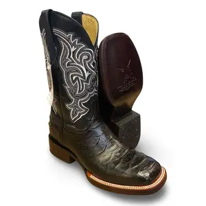 Franko Boots Mens Bulldog Grabado Python Negro