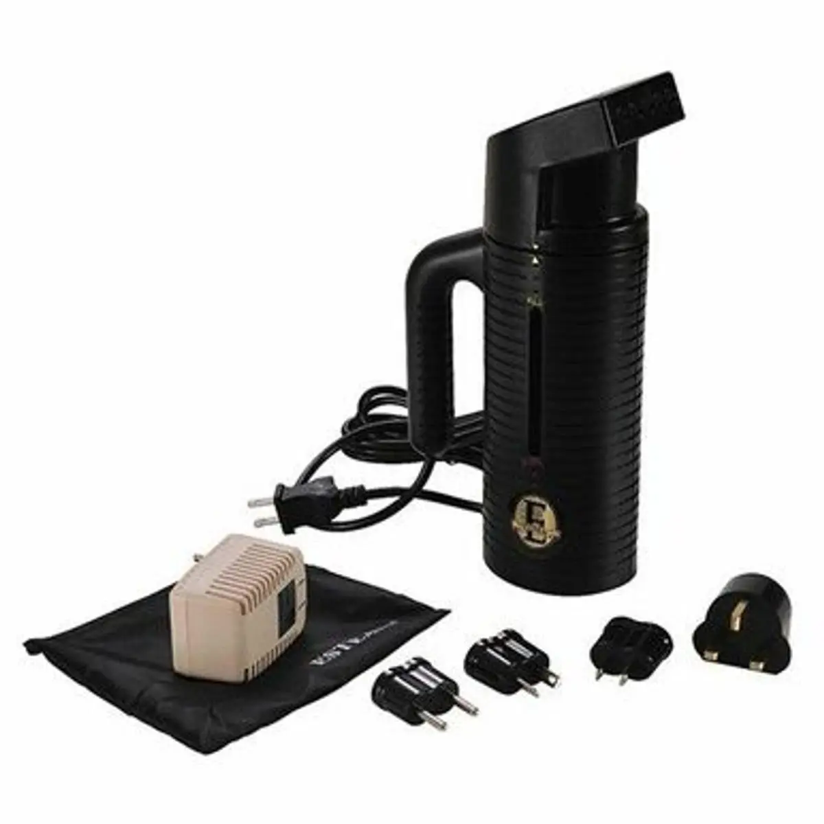 Jiffy Steamer ESTEAM Black Handheld Garment Clothes Tool - Compact Portable Travel Option with Voltage Converter Kit, Handheld Garment Steamer, Clothes Steamer