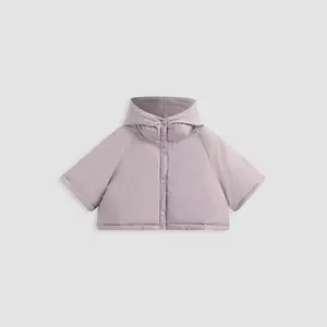 Cider [size 4-8] Hooded Solid Button Puffer Crop Jacket