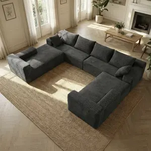 137'' Oversized U Shaped Sectional Couches, 8 Seater Modular Boneless Cloud Sofa with Chaise Lounges, 4-in-1 Flexible Combination Deep Seat Corner Large Couch,No Assembly forApartment & Living Room