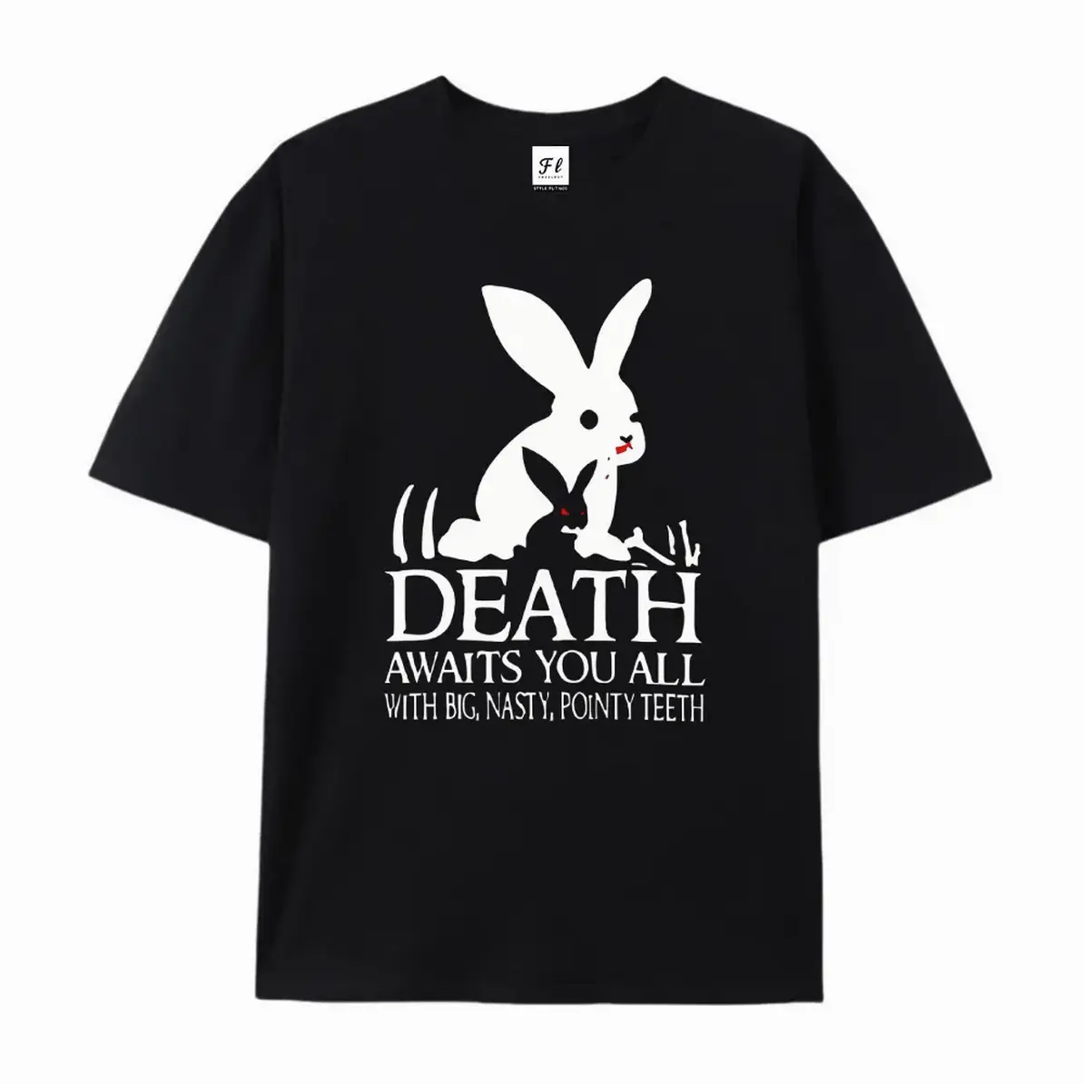 Men's Round Neck Short-Sleeve Cotton Graphic T-Shirt - Monty Python Death Awaits You All Print, Dark Humor Cult Classic, Casual Menswear Top, Tshirt