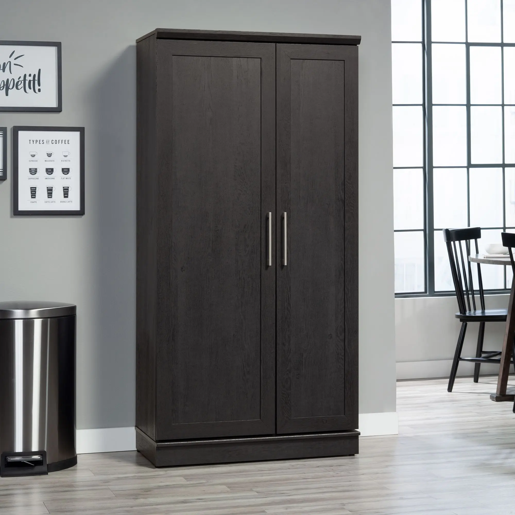 Sauder HomePlus Modern Storage Cabinet - 2 Doors, Adjustable Shelves, Swing-Out Door for Home Office & Laundry Room, Freestanding Wood Cupboard
