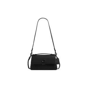COACH JUNO 23 Medium Women's Handbag with Push-Lock Closure and Internal Snap Pocket in Glove-Tanned Matte Black Leather