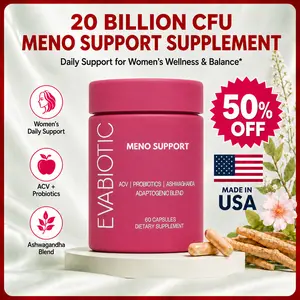 EVABIOTIC Meno Support Supplement for Women, ACV Probiotics & Ashwagandha Blend, Women’s Daily Wellness Support, Vegan Non-GMO Dietary Supplement, 60 Capsules