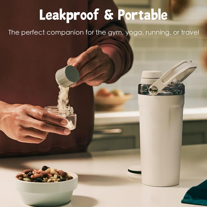 20 Oz Activate Shaker Bottle - Leakproof Insulated Stainless Steel Shaker Cup with Base Storage, Fast Flow Lid & Removable Strainer for Protein Shakes, Pre-Workout & Hydration (BPA-Free)