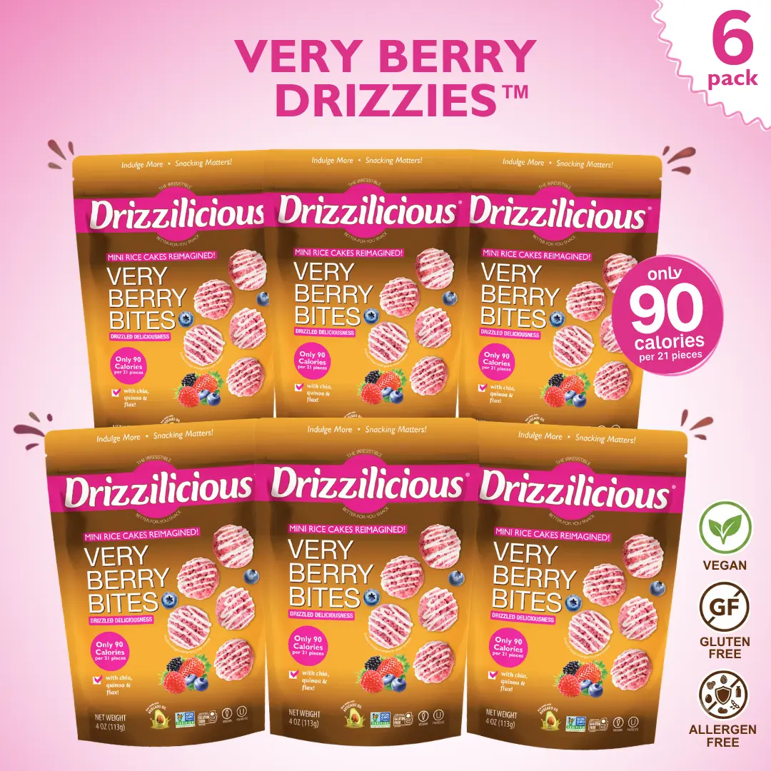 6 Pack - Drizzilicious Very Berry Sweet Mini Rice Cakes 4 oz