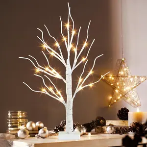 Artificial Tree for Table Decor, Warm White Fairy Lights Spirit Tree Lamp for Home Indoor Tabletop Centerpiece, Battery Powered, Timer