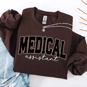 Leopard Print Medical Assistant  Short Sleeved T-SHIRT / Sweatshirt: MA Nurse Gift Cotton Crewneck