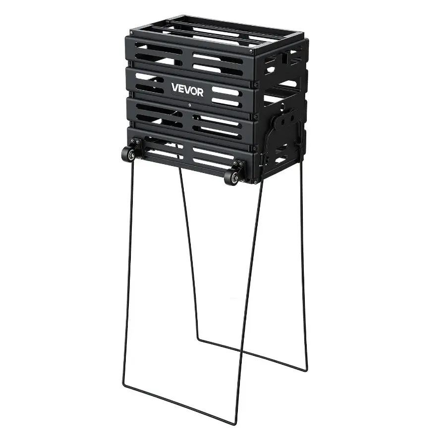 VEVOR Heavy-Duty Tennis Ball & Pickleball Hopper Cart with Heavy-Duty Construction, 80-Ball Capacity, Portable Caddy with Wheels for Easy Pick Up, Training, Carrying Storage, No