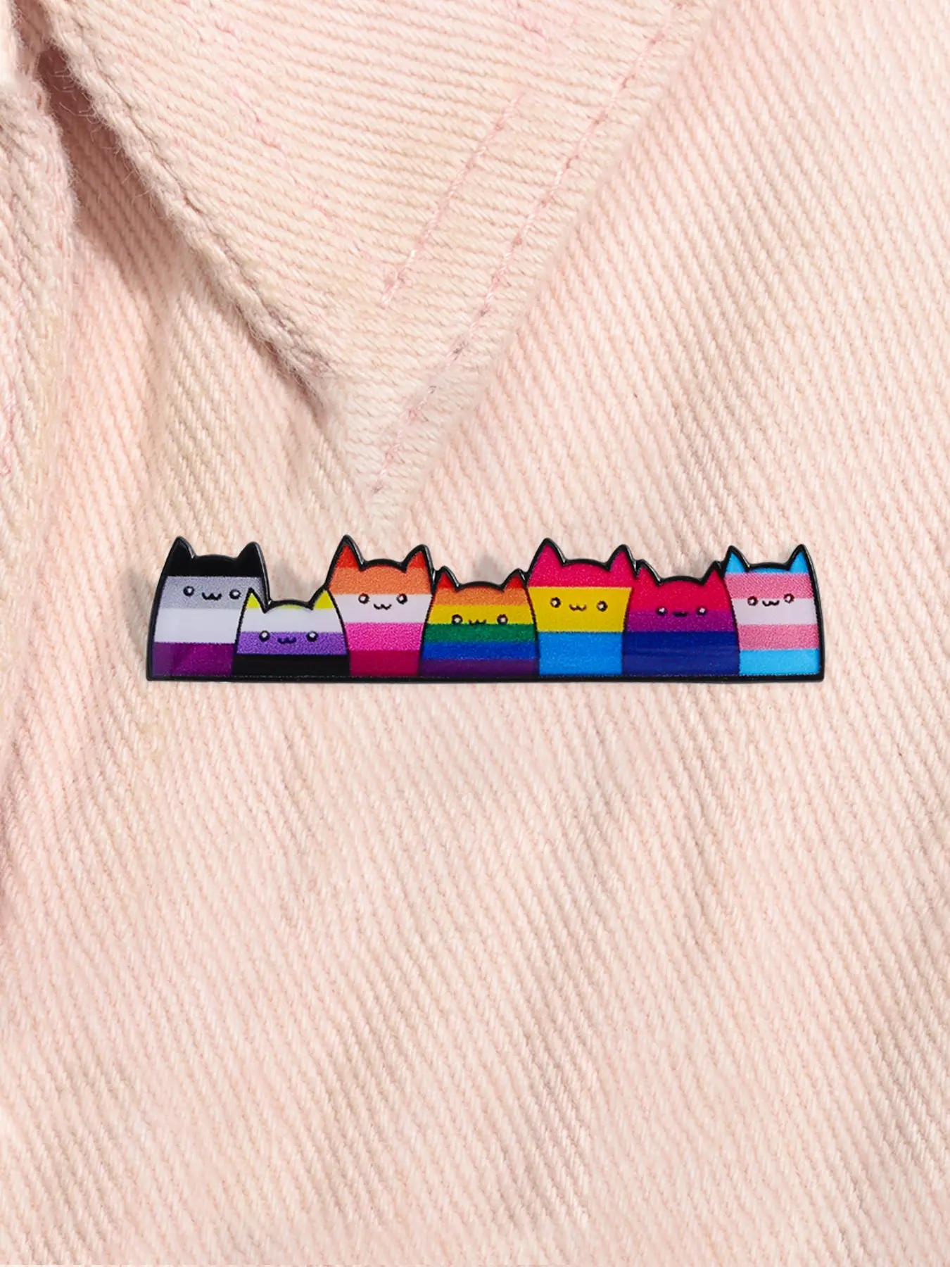 LGBT Rainbow Cat Enamel Pin  Gay Pride Alloy Brooch, Casual Fashion Accessory All Season Wear, Plain Pattern Lapel Badge for Backpacks
