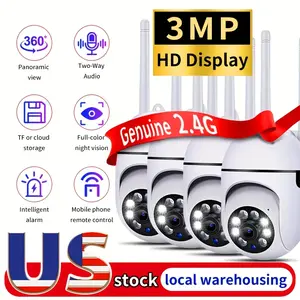 2-Piece Compact Wireless IP Security Camera Set - 1080P Full HD Video, 2.4G Long Range WiFi Connection, Night Vision, APP Remote Monitoring, Two-Way Voice Intercom, Motion Detection, Real-time Alerts, Suitable for Home and Commercial Surveillance