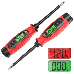 Voltage Tester with Screwdriver, NCV Function, AC 3V-500V With LCD Alert Display, Live Wire Test, Wire Breakpoint Finder, Audible Alarm, Portable Electrical CircuitDetector Tool for Home & Pro Use, For DIY enthusiasts, Red
