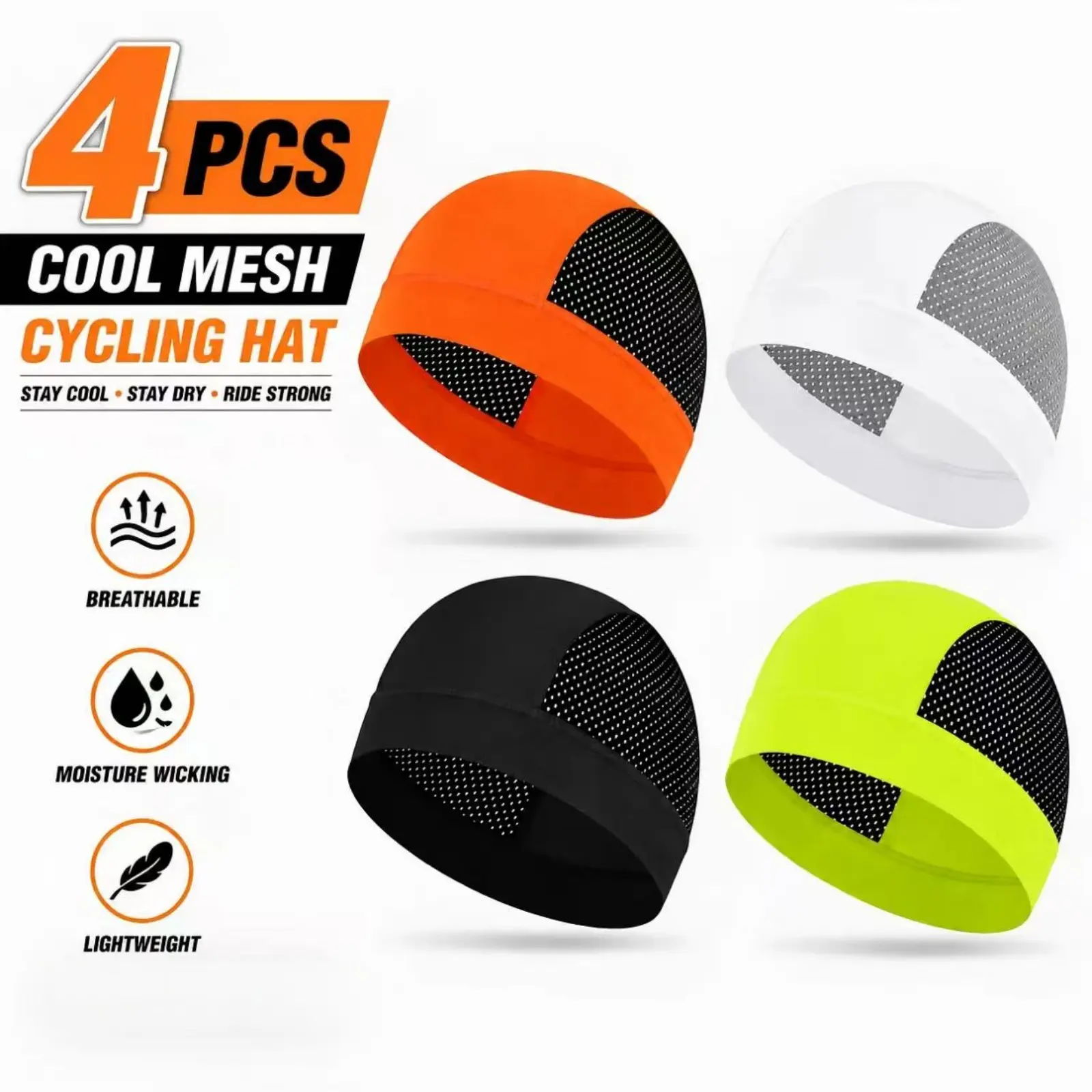 All-Season Mesh Under-Helmet Cycling Skull Cap - Lightweight Breathable Headwear, Quick Drying Hat, Quick-Dry, Sweat-Wicking, Ultra-Thin, Anti-Slip Sport Head Cover for Cycling, Motorcycle, 1 Size, Ideal Gift for Men Women