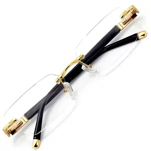 Rimless Reading Glasses, Spring Hinge Readers, Diamond Cut Edge Design Blue Light Glasses
