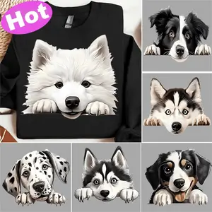 Cartoon Dog Pattern Iron on Transfer Sticker, 6 Counts/set DIY Washable Heat Press Decals for T-shirts, Masks, Jeans & Backpacks