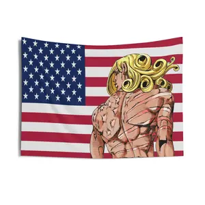 Aesthetic Anime Tapestry Flag, D4C JJBA USA Wall Hanging, Jojos Anime Meme Decor, Indoor Room Art, Gift Flags Art Poster Dorm Banner