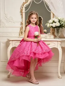 Girls' Princess Dress with Train, Sweet and Cute Tutu Dress, Perfect for Wedding, Birthday, Party, Show, Piano Performance, Evening Gown