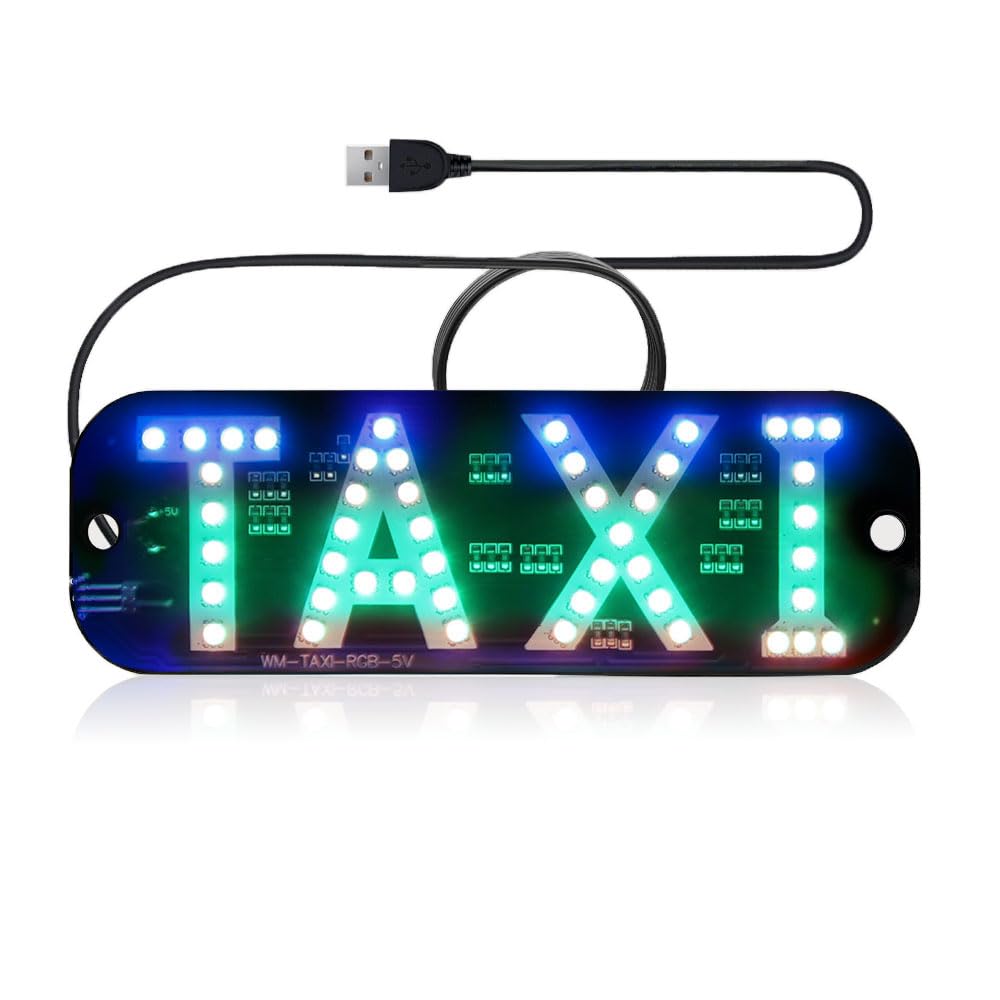 1set RGB LED Sign Decor,Colorful Taxi Flashing Hook on Car Window with USB Inverter Taxi Light (RGB)